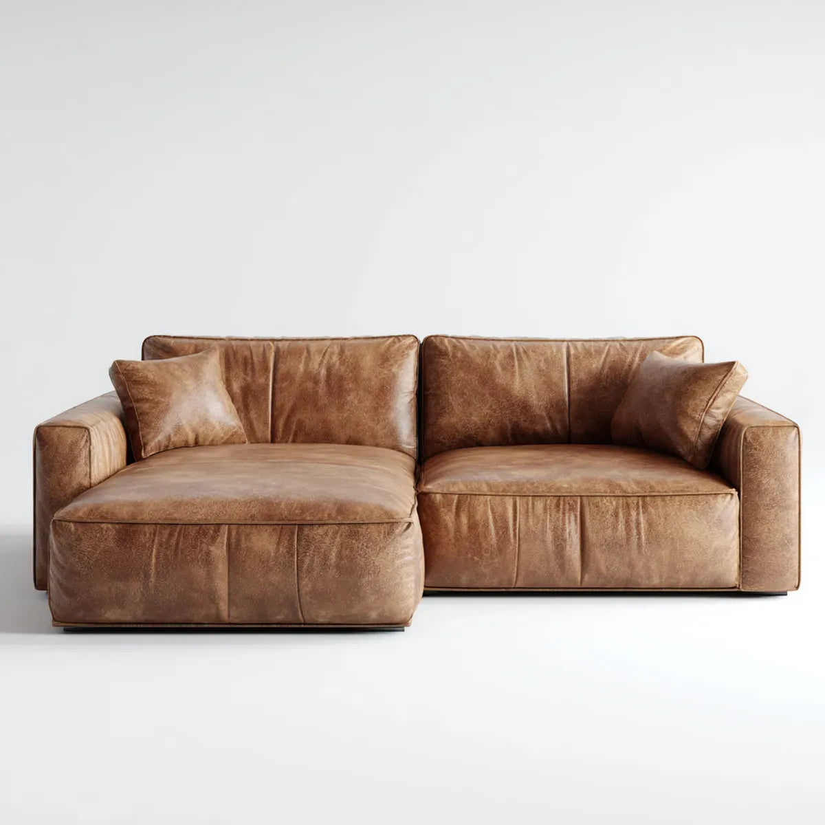 Ecksofa mit linker Recamiere Braun 250 x 160 x 78 cm aus PU-Kunstleder