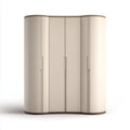 6-türiger Kleiderschrank Cremeweiß 240 x 60 x 220 cm MDF mit abgerundeten Seitenelementen