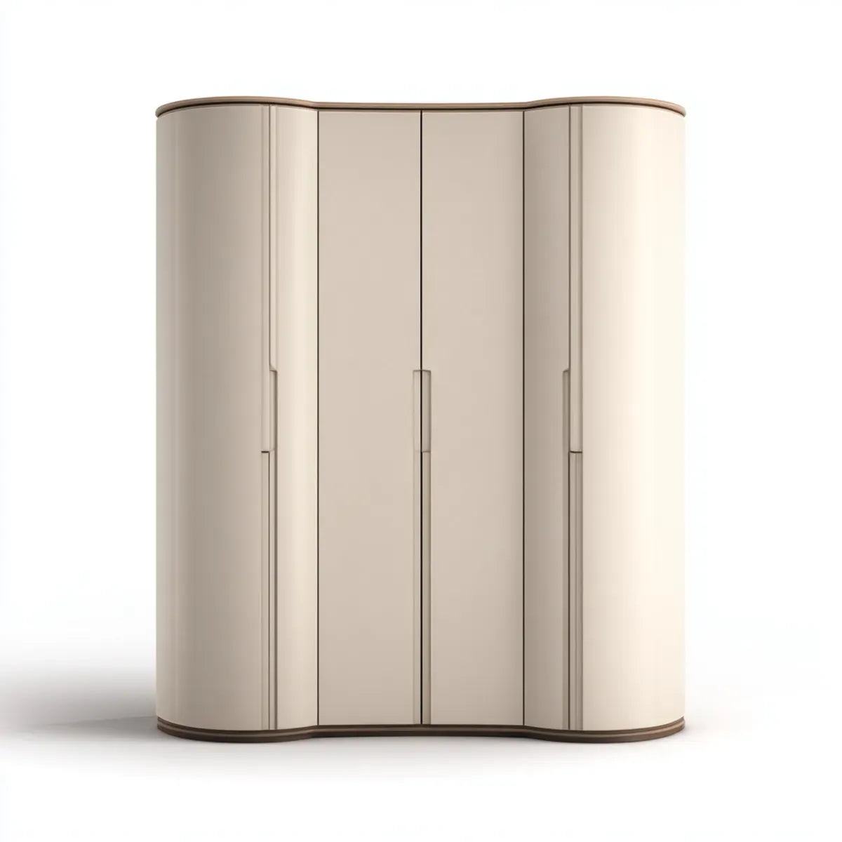 6-türiger Kleiderschrank Cremeweiß 240 x 60 x 220 cm MDF mit abgerundeten Seitenelementen