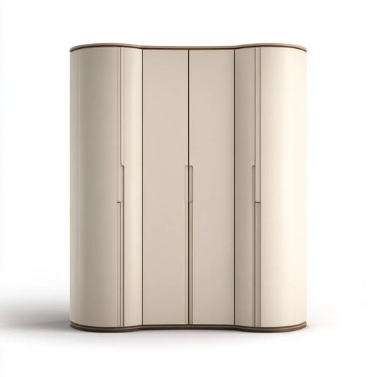 6-türiger Kleiderschrank Cremeweiß 240 x 60 x 220 cm MDF mit abgerundeten Seitenelementen