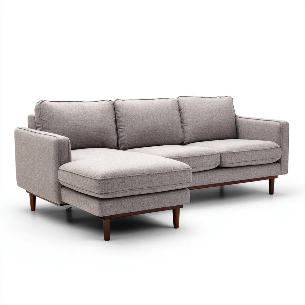 Ecksofa mit linker Recamiere Grau 250 x 160 x 85 cm Polyesterbezug Massivholzfüße L-Form