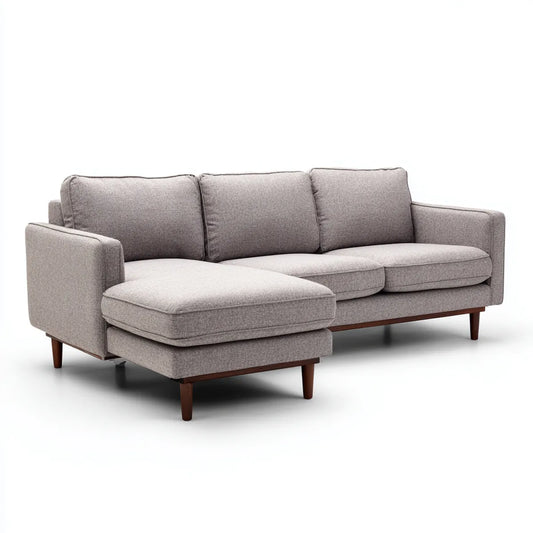 Ecksofa mit linker Recamiere Grau 250 x 160 x 85 cm Polyesterbezug Massivholzfüße L-Form