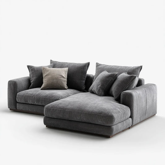 Ecksofa mit Recamiere Dunkelgrau 280 x 170 x 85 cm Polyester Samtbezug L-Form