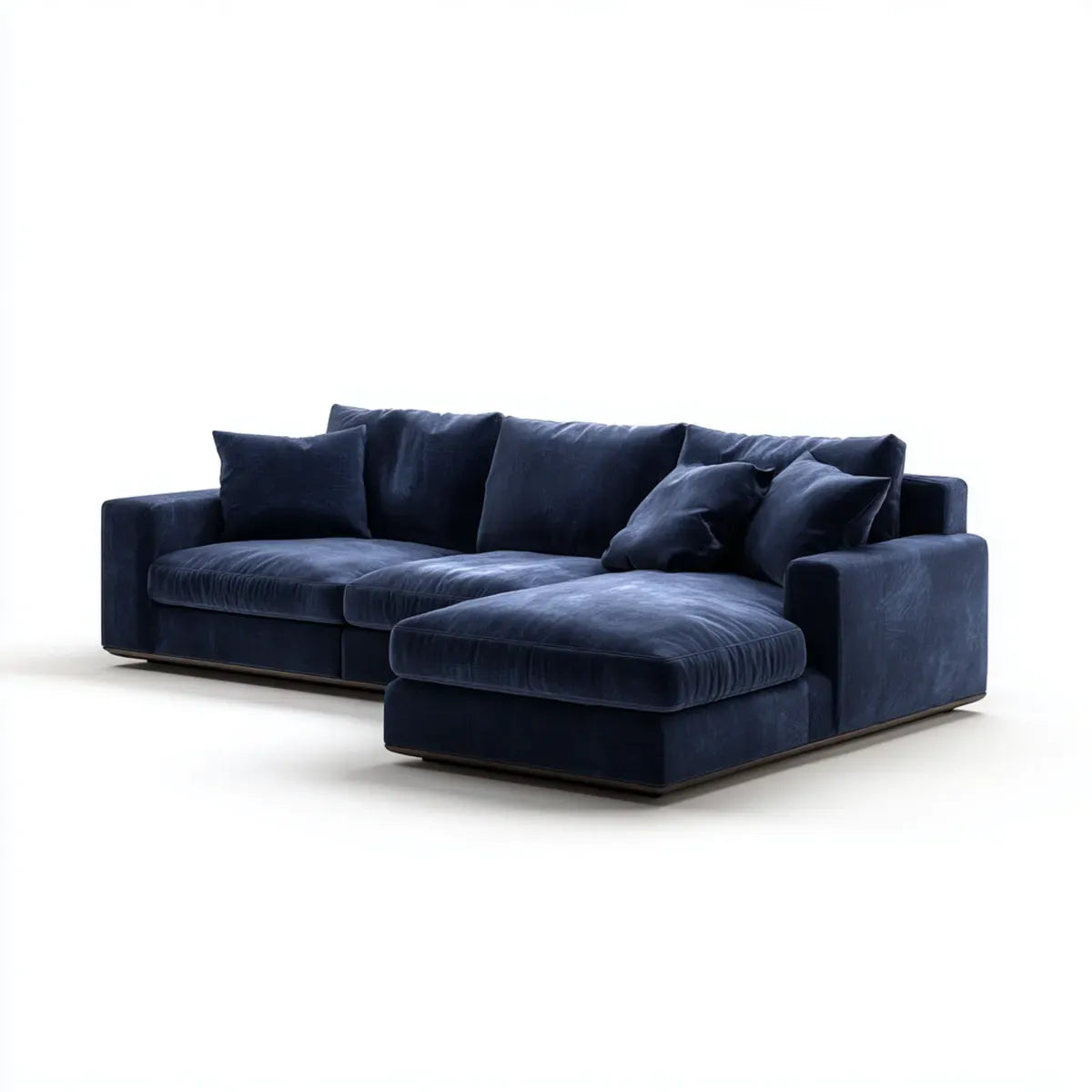 Ecksofa mit Recamiere Dunkelblau 280 x 170 x 85 cm Polyester-Samt L-Form