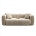 2-Sitzer Sofa Beige 180 x 90 x 75 cm Polyester Rippstoff Rechteckig