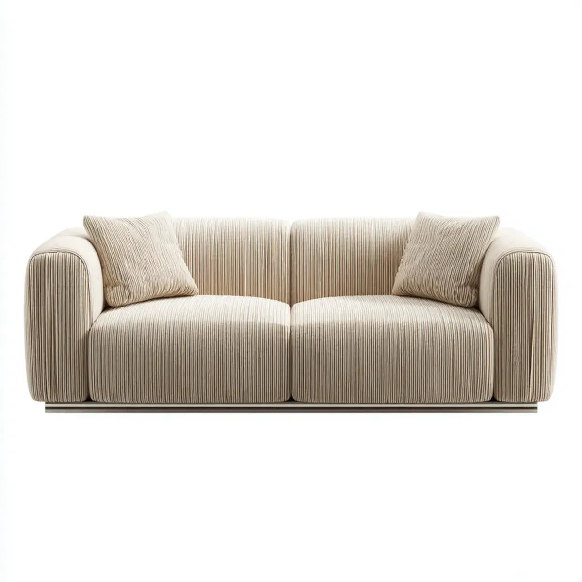 2-Sitzer Sofa Beige 180 x 90 x 75 cm Polyester Rippstoff Rechteckig