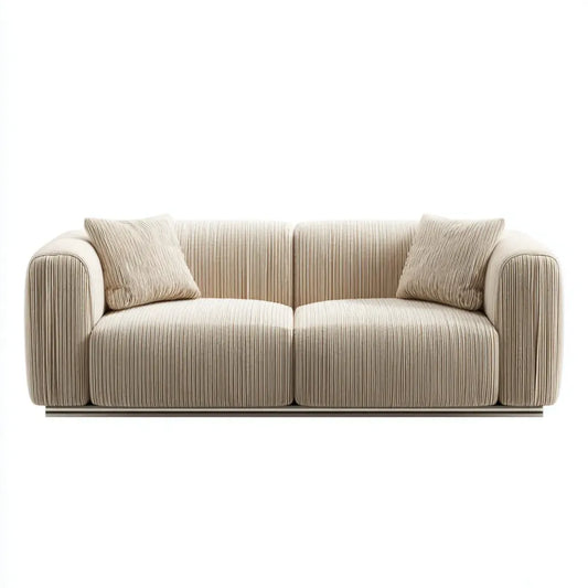 2-Sitzer Sofa Beige 180 x 90 x 75 cm Polyester Rippstoff Rechteckig