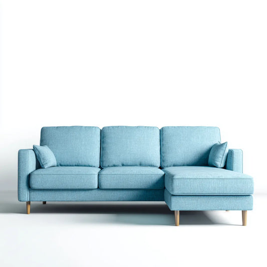 Ecksofa mit Recamiere Hellblau 250 x 155 x 85 cm Polyester L-Form