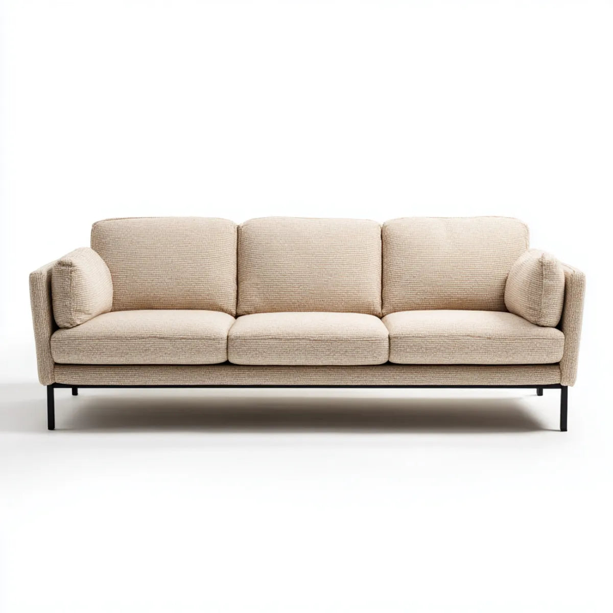 3-Sitzer Sofa Beige 220 x 90 x 82 cm Polyester mit Stahlgestell Rechteckig