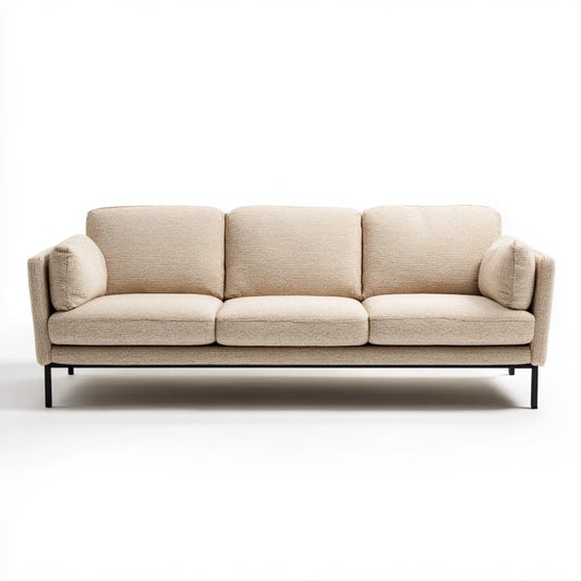 3-Sitzer Sofa Beige 220 x 90 x 82 cm Polyester mit Stahlgestell Rechteckig