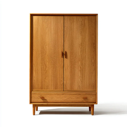 Kleiderschrank mit 2 Türen und Schublade Eiche massiv 100 x 55 x 190 cm rechteckig