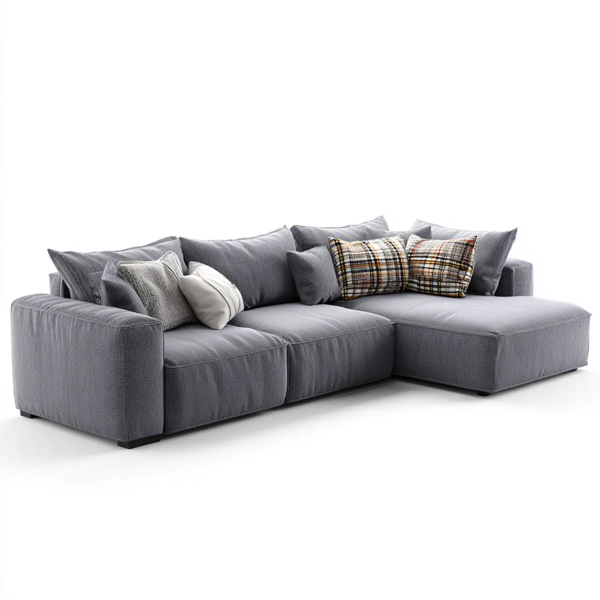 Ecksofa mit Recamiere Grau 290 x 180 x 85 cm Polyester L-Form