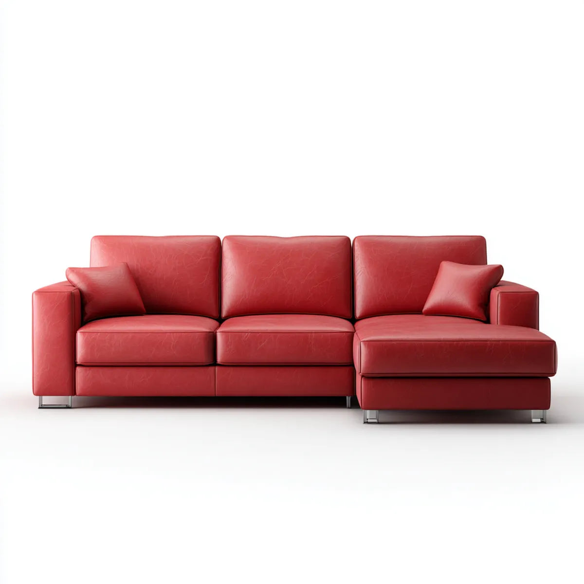 3-Sitzer Ecksofa mit Recamiere Rot aus PU-Kunstleder L-Form 280 x 165 x 88 cm
