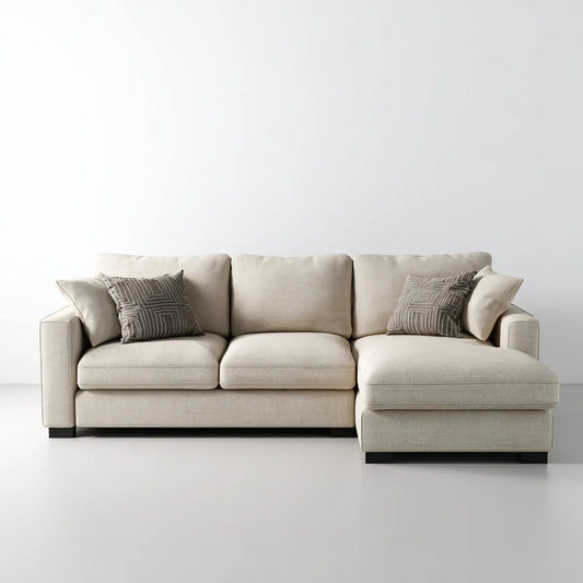 Ecksofa mit rechter Recamiere Beige 270 x 165 x 85 cm Polyester L-Form