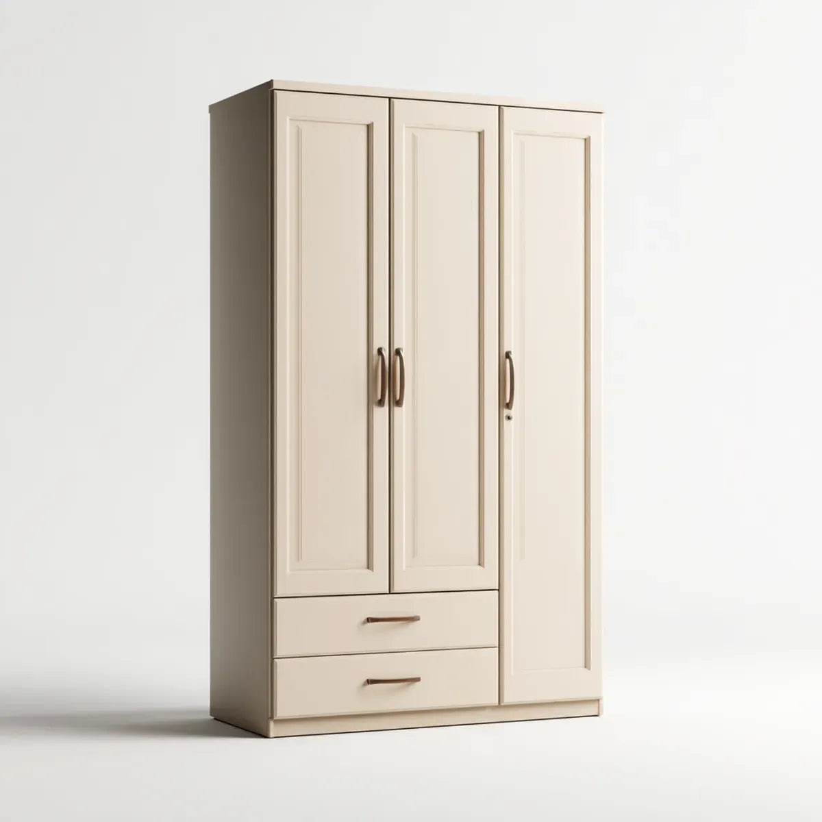 Kleiderschrank 3-türig mit 2 Schubladen elfenbeinfarben 120 x 190 x 52 cm MDF rechteckig