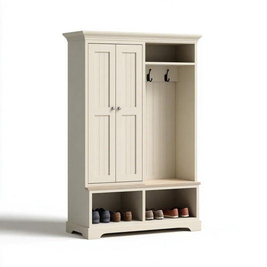 Garderobenschrank mit Schuhregal Cremeweiß 120 x 40 x 190 cm MDF Rechteckig