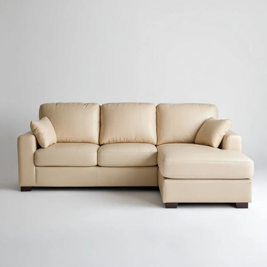 Ecksofa mit Recamiere Creme PU-Kunstleder L-Form 250 x 160 x 85 cm